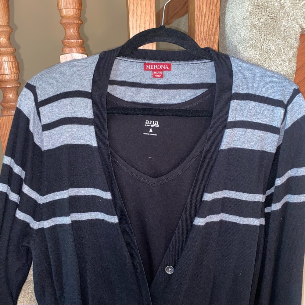 Merona boyfriend cardigan-Black with charcoal stripes